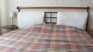 Cute Brunette Schoolgirl Fingers Vagina On Bed