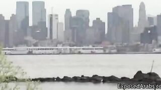 Horny Arab girl in a white scarf gets