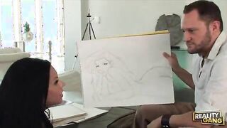 Fabulous Brunette Babe Gives BJ To The Teacher's Cock