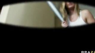 Chesty Blonde Chick Stuffs Rod Down Her Mouth And Vagina