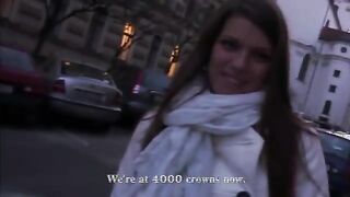 Babe plays with a strangers cock for cash