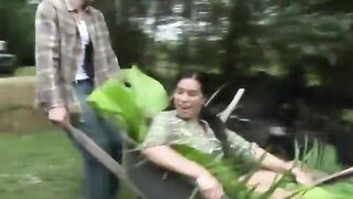 Country girl gets hairy pussy licked