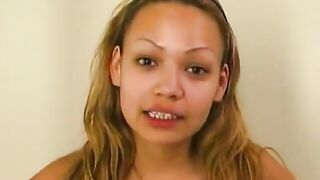 Blond big tit slut sucks guys hard dick and licks his asshole