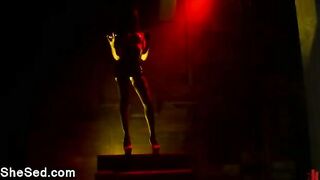 Hot black tranny fucks slave boy