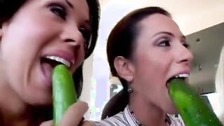 Horny housewives get a blowjob lesson with a real cock