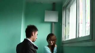 Teen gives blowjob and is interrupted by public