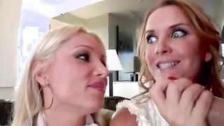 House wives take turns to suck hard cock in a group