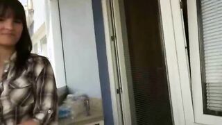 Nasty gf Romaneta Rosse flashes her big tits and fucked