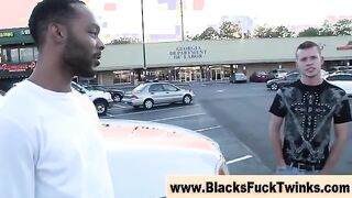 Twink eats big black dick