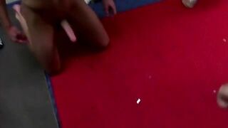 Teen student introduced to big thick purple dildo