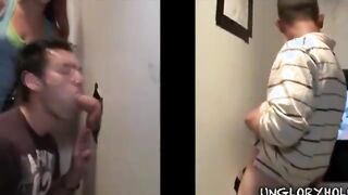 Straight guy creams on gay hunk