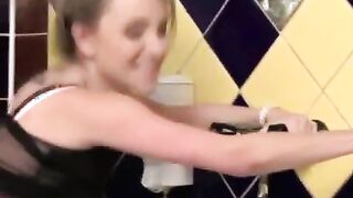 Femdom babes gag and fuck him