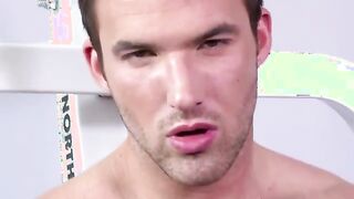 Horny gay stud wants some sex so he jerks off till he gets it