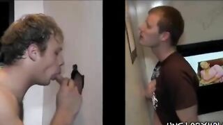 Sex shop blowjob for this striaght guy from a gay guy