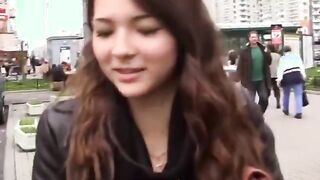 Parking slut seems up for a good time with the two guys