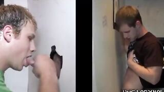 Gay stud loving the sucktion coming from the gloryhole