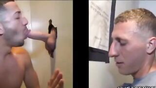 Straight guy creams after gay blowjob