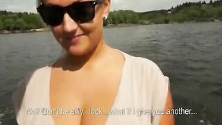 Smoking amateur big tits bounces while riding on strangers cock