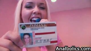 Blonde teenager fucking two big cocks