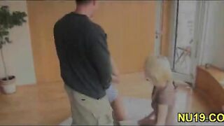 Gal kneels, gives nice