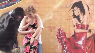 Naughty outdoor aussie blowjob