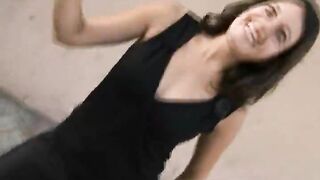 Hairy geek latina naked outdoors flashing the public nudity in fun