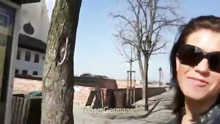 Amateur brunette babe gives head and fucked hard for cash