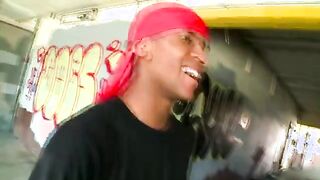 Interracial gangster bitch in doorag