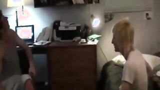 Hungry blonde teen decides to suck dick for his friend