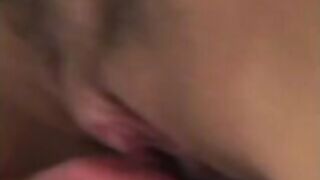 Asians hairy cunt swallows a guys dick