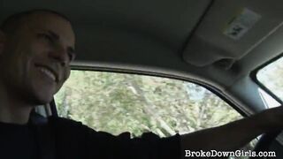 Sexy amateur bombshell gets penetrated hard after her car broke down