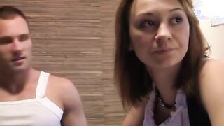 Tight pussy babe gets oral from lesbians and loves it