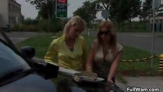 Two horny blonde babes having a sexy