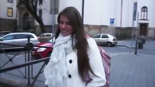 Teen shows her tight young tits for cash