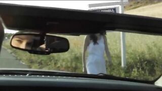 American lesbians gag on the car
