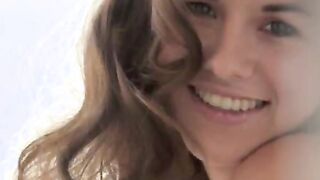 brunette have luxury big glass vibrator