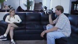 Discover this hot blonde with big tits get bent over and fucked during try out.  