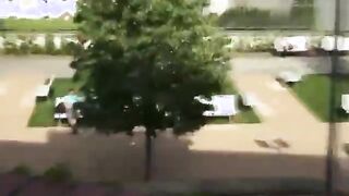 Banging with a view for this horny couple fucking on a balcony