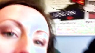 Sexy babe gets dressed and fingered from lucky guy