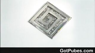 Big breasted ebony with a hairy pussy getting dicked and jizzed on bed