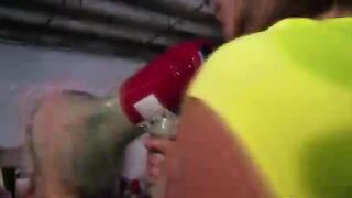 Olied up sluts go at it during their hazing at college