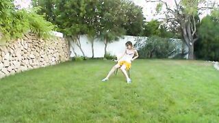 ultra sexy brunette on the grass