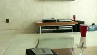 Latina girlfriend gives a birthday poledance and a blowjob