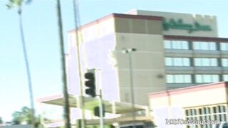 Brunette MILF stripping and taking a big black sausage in her hairy pussy