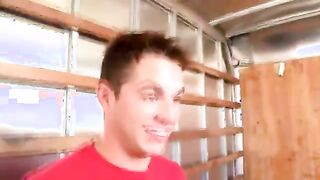 Gay amateurs suck each others cock in the back of a van