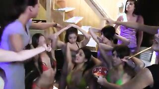 Teens bobbing for dildos