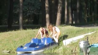 Eva and Loly naked by the river