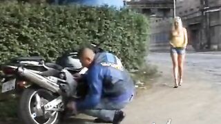 Slut Jerk Off Man's Hard-On Street