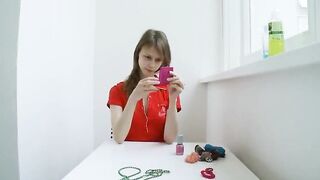 Teen home alone vibrating her asshole