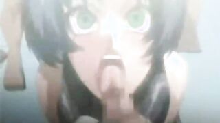 Chained hentai with bigtits brutally gangbanged and facial cumshot